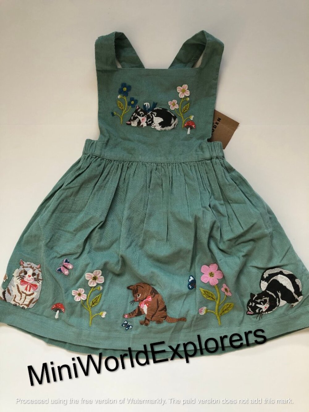 NWT Mini Boden Cats Cord Applique Pinafore - Picture 5 of 8